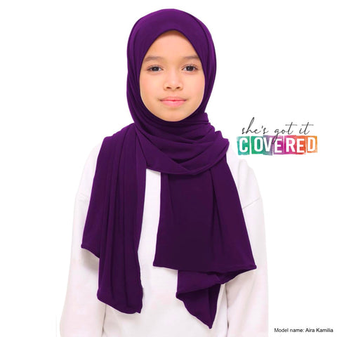 Dark Purple Button Hijab