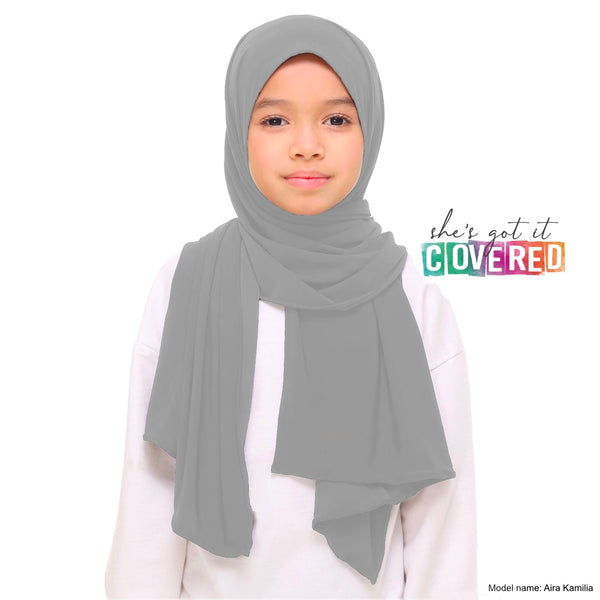 Grey Button Hijab