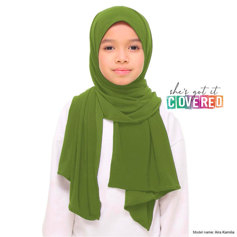 Moss Green Button Hijab