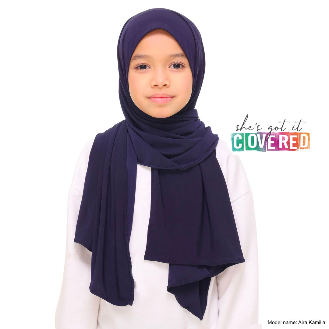 Navy Blue Button Hijab