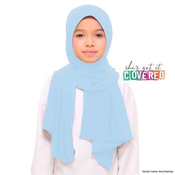 Light Blue Button Hijab