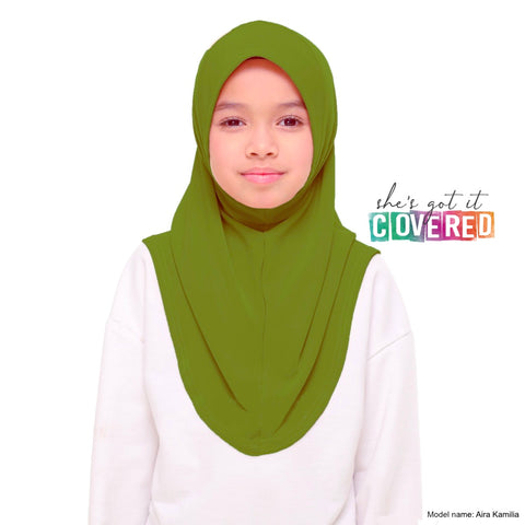 Moss Green Slip on Hijab